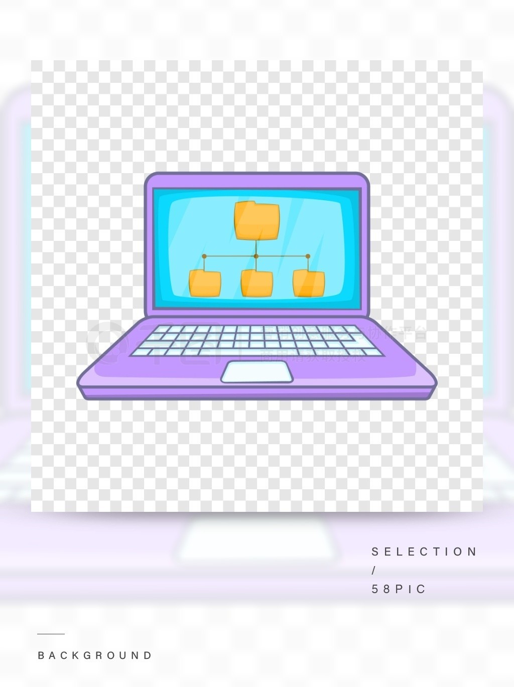 笔记本电脑屏幕文件夹图标 - 卡通风格动画设计模板