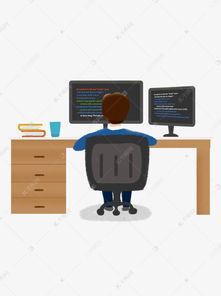 手绘卡通男孩玩电脑 千库网免费素材助你打造生动电脑动画设计